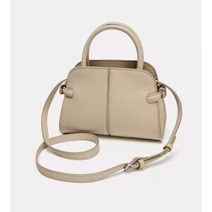 Zara NWT cream mini city removable crossbody strap top handle buckle bag